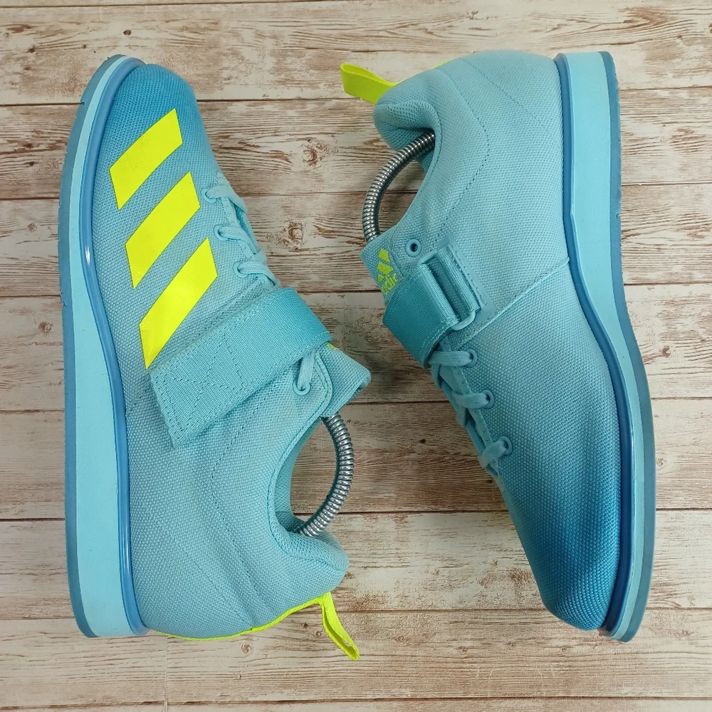 Adidas PowerLift 4 Cross Trainer Hazy Sky Blue Solar Yellow Gym Shoes Women's 10